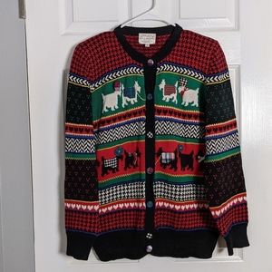 Vintage Susan Bristol Hand Embroidered Scotty Dog Holiday Sweater Size Large